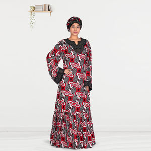 Robe longue islamique de style moyen-oriental pour femmes, kaftan en rayonne modeste avec embellissement en diamants, motif imprimé, manches longues - Product Image 3