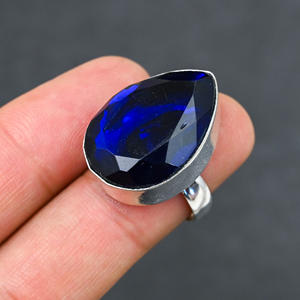 Anillo de Plata 925 con Topacio Azul de Londres, Gema de Lujo para Fiestas y Eventos - Product Image 1