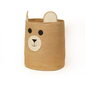Cesta de Almacenamiento de Juguetes Multifuncional de Yute Natural Tejida a Mano, Ecológica y Moderna, con Diseño de Cara de Oso, Organizador para Cuarto de Bebé - Product Image 4