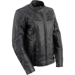 Chaqueta de Motociclista Clásica de Cuero y Textil para Mujer SAMROZ SPORTS - Uso Durante Todo el Año - Product Image 4
