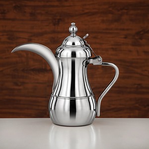 Traditional Metal Dallah Serving Pot With Decorative Lid And Curved Spout - Product Image 1