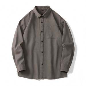 Summer Breathable Knitted 160g Polyester/Cotton Satin Solid Casual Anti-Wrinkle Single Button Turn-<b>down</b> Collar Full Men's Shirt - Product Image 6