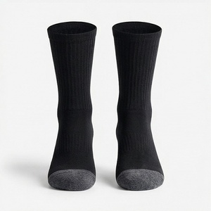Crew <b>Socks</b> Solid <b>Black</b> Knitted Polyester Spandex Breathable Casual Daily Wear Adult Spring Season - Product Image 1