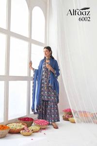 เสื้อพิมพ์ลายดอกไม้แบบดิจิตัลพิมพ์ลายดอกไม้ผ้ามัสลินผ้าไหมซาลวาร์ - Product Image 4