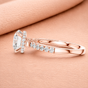 Bague de fiançailles élégante en moissanite taille ronde, alliance pavée en or rose, bijoux de mariée certifiés IGI, cadeau - Product Image 2