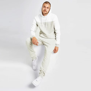 Survêtement à capuche uni de qualité supérieure pour hommes |   Survêtement de jogging Oatmeal Heather Arctic White |   Entraînement sportif urbain - Product Image 2