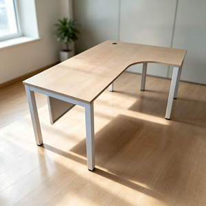 L Shape Conference <b>Table</b> Metal Legs MDF Top Minimalist <b>Office</b> Furniture Commercial Use - Product Image 1