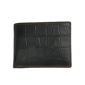 กระเป๋าสตางค์หนังแท้แบบพับสองตอนทรงบาง รุ่นโครโค สำหรับผู้ชาย ใส่เหรียญ ใส่บัตรเครดิต ช่องใส่ธนบัตร ขายส่งจากโรงงานโดยตรง - Product Image 1