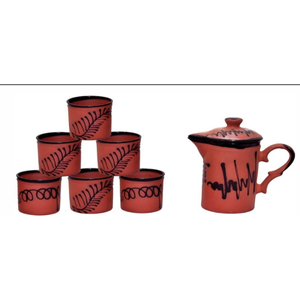 Ensemble de tasses à pipe en terre cuite de luxe, écologiques et artisanales, avec carafe - Product Image 2
