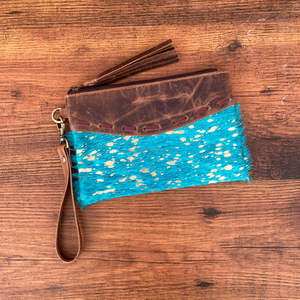 Bolso de mano con cremallera de lujo de cuero de vaca metálico minimalista occidental para mujer, monedero portátil de diseñador de cuero Real - Product Image 4