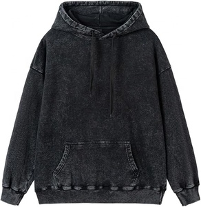 Unisex Oversized Hooded Sweatshirt Solid Brown Cotton French Terry Eco-Friendly Acid Wash Casual Spring Hoodie Pocket Design - Product Image 5