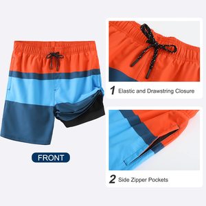 <b>Men's</b> Color Blocked Board Shorts Quick Dry Swim <b>Trunks</b> With Drawstring And Pockets Sporty Style - Product Image 4