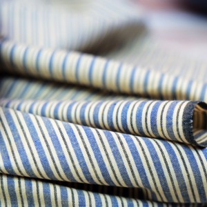 High Quality 100% Organic Khadi Cotton Fabric Medium Weight Woven <b>Yellow</b> Blue Striped Breathable Quick-Dry Girls <b>Shirt</b> - Product Image 3