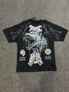 Camiseta Gótica Negra Personalizada para Hombre, Manga Corta, Cuello Redondo, Corte Holgado, Jersey de Poliéster, Estampado Digital, Logotipo en la Espalda - Product Image 4