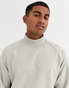 <b>Men's</b> Light Gray Turtleneck <b>Pullover</b> Sweatshirt Regular Fit Solid Knitted Cotton Casual Autumn Wear - Product Image 2