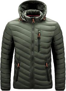 <b>Black</b> Colour Hooded Puffer Jacket For Adults Winter Casual Wear Polyester Compressed Fit Warm <b>Coat</b> - Product Image 4