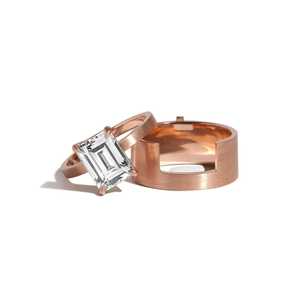 2.7 TCW Emerald Cut Lab Grown Diamond <b>Ring</b> <b>Set</b> 10k 14K 18K Solid <b>Gold</b> Manufacturer Custom Bridal Removable Cigar Band Jewelry - Product Image 6