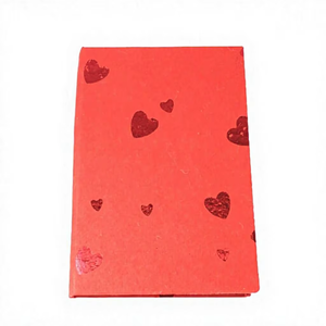 Carnet de notes A5 en papier recyclé fait main, couleur rouge, avec motif cœur en feuille d'aluminium, pour étudiants et fournitures de papeterie - Product Image 1