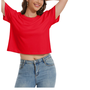 Camiseta corta informal y cómoda para mujer, de verano, de alta calidad, fácil de usar, con logo personalizado. - Product Image 3