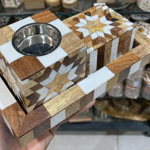 New Arrival Religious Wood Resin Inlay Eco-Friendly <b>Incense</b> Bakhoor Set <b>Box</b> Tray Ramadan Eid Festive Luxury Mubkhar Trendy - Product Image 1