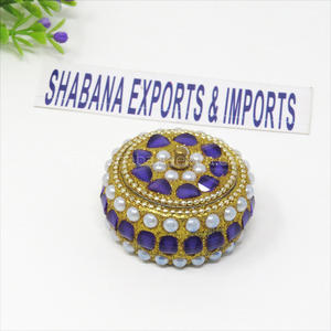 Jewelry Organizer Trinket Box Decorative Box Beaded & Mirror Work Orgnagizer Portable <b>Boxes</b> Indian Handcrafted Pill Box - Product Image 6