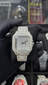 Montre entièrement sertie de diamants, mouvement automatique, fabrication artisanale de luxe, montres hip-hop entièrement serties de diamants, montres en moissanite VVS pour hommes - Product Image 4