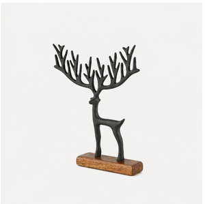 Escultura de Reno Navideño de Metal Negro Moderno al por Mayor con Base de Madera, Figura Minimalista de Ciervo de Aluminio para Decoración de Mesa - Product Image 5