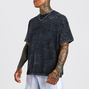 T-shirts pour hommes en coton délavé, effet usé, coupe classique, respirant, toucher doux, manches courtes, style décontracté, mode streetwear - Product Image 4