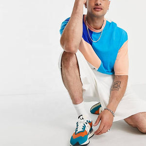 T-shirts d'été personnalisés de haute qualité 100% coton, coupés et cousus, impression graphique, logo, t-shirts color block pour hommes - Product Image 4