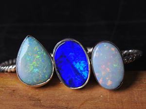 Bague en opale australienne réglable - Argent sterling 925 - Pierre de naissance d'octobre - Opales doubles - Bijoux faits à la main - Cadeau pour elle - Product Image 2