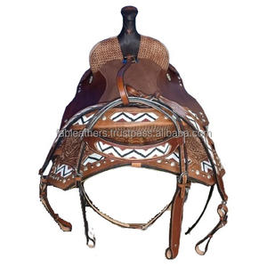 Selle d'équitation en cuir véritable de style Cowboy américain magnifiquement fabriquée à la main pour une équitation confortable - Product Image 5