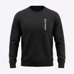 North Approach Men's Black Hooded Sweatshirt <b>Raglan</b> Sleeve Solid Color Pullover Casual Wear Winter Style 100% Cotton - Product Image 1
