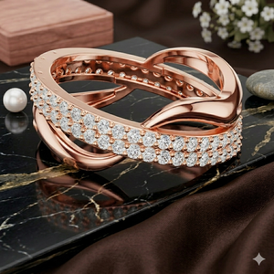 Rose <b>Gold</b> Diamond Bracelet Women's Luxury Round Brilliant Cut Natural Diamonds Wedding Jewelry <b>Bangle</b> - Product Image 1