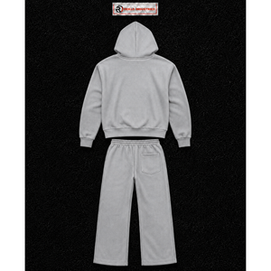 <b>Grey</b> <b>Mens</b> Tracksuit Set Full Zip <b>Hoodie</b> Straight Leg Sweatpants Casual Sportswear <b>Plain</b> Jogging Suit Wholesale Custom Activewear - Product Image 6