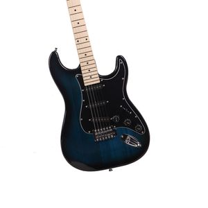 Chitarra Elettrica ST Elegante con Battipenna Nero Colore Blu Scuro - Product Image 6