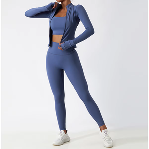 Ropa Deportiva Personalizada para Mujer, Conjuntos de Yoga con Tops Cortos y Chaquetas de Yoga, Tallas Grandes - Product Image 4