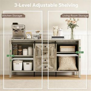 Living Room Buffet Storage Cabinet with <b>Side</b> Panel Cutlery Organizer - Product Image 3