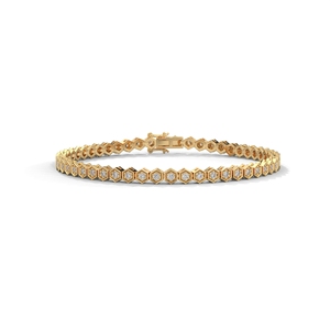 Bracelet tennis hexagonal en or 18 carats plaqué diamant pour femme, bijou élégant, cadeau - Product Image 1
