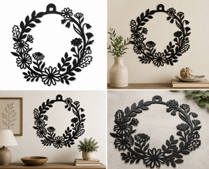 Modern Metal Floral Wreath <b>Wall</b> Decor Decorative <b>Flower</b> <b>Wall</b> Hanging Laser Cut Iron <b>Wall</b> Art for Living Room & Entryway - Product Image 6