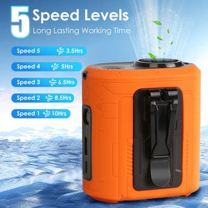 Ventilador de Cinturón Turbo Portátil y Usable de 5 Velocidades con Batería de 10000 mAh, Linterna y Clip para Cintura, Manos Libres, 1 Ventilador Portátil con Clip para Cintura - Product Image 3