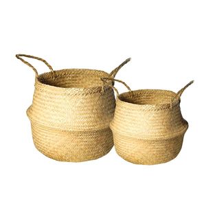 Paniers décoratifs faits à la main en jonc de mer pour couvrir les pots de plantes et la décoration, pour le rangement des vêtements, des plantes et autres usages. - Product Image 1