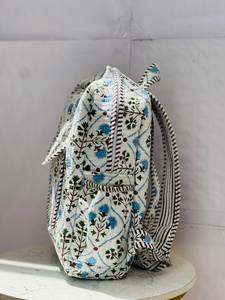 Bohemian Cotton Softback <b>Backpack</b> Diamond Lattice Pattern Zipper Closure Multiple Pockets Unisex 14 20-36L Quilted <b>School</b> Use - Product Image 2