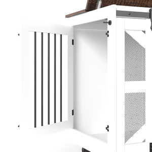 Gabbia Mobile per Cani da 120 cm con Doppio Accesso, 5 Ruote Bloccabili e Ganci Laterali, Sportello Superiore Ribaltabile per l'Alimentazione, Gabbia Multifunzionale per Animali Domestici - Product Image 5