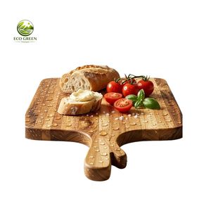 Planche à découper en bois de teck massif naturel, écologique, épaisseur 3 cm, grain de bois apparent, forme rectangulaire, passe au lave-vaisselle - Product Image 2