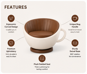 Fauteuil de salon moderne en forme de tasse à café, fauteuil d'appoint luxueux rembourré pour salon, hôtel, café - Product Image 4