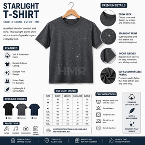 T-shirt décontracté à manches courtes et col rond HMR Brotherhood Sisterhood, logo personnalisé de haute qualité, 100% coton, imprimé à pois gris foncé brillant - Product Image 6