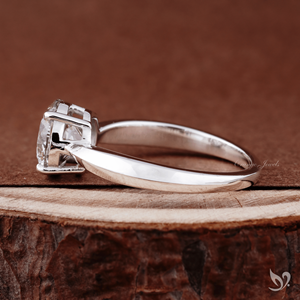 2 carat round lab grown diamond solitaire <b>ring</b> pinched shank setting <b>crafted</b> in 10K white gold bold engagement <b>ring</b> - Product Image 2