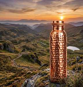 Juego de Botellas de Agua de Cobre MSR Overseas (Juego de 4) |   Diseño Martillado Hecho a Mano |   Tapa a Prueba de Fugas |   Ecológico |   Diseño Clásico | - Product Image 4