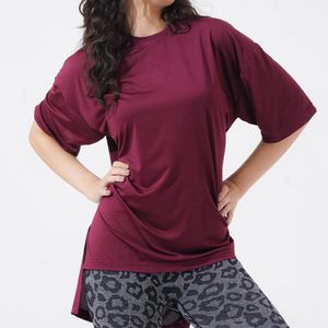 Camiseta de Verano para Mujer, Oversize, de Algodón, Transpirable, Cuello Redondo, Manga Corta, Hombros Caídos, Lisa, Casual, a la Moda - Product Image 2