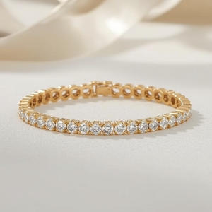 9K Solid Yellow Gold Classic Luxury Tennis <b>Bracelet</b> GIA Certified Modern <b>Fine</b> Jewelry for Women - Product Image 5